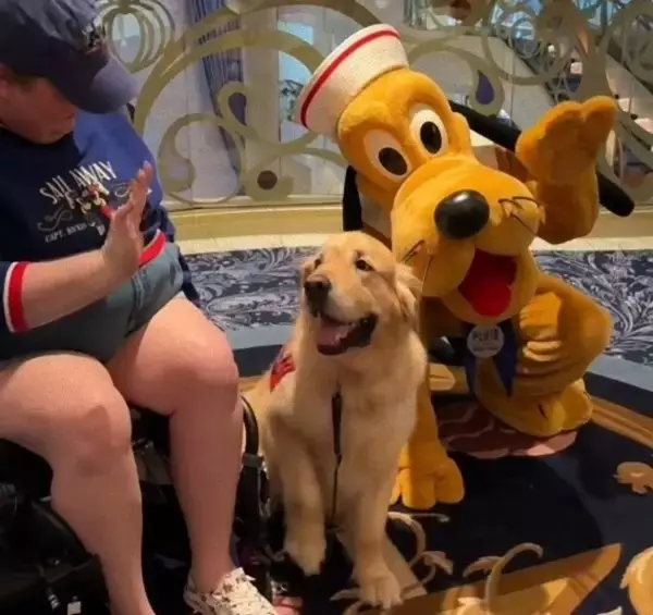 プルートが大好きな介助犬、ディズニーで本物に出会えて大興奮