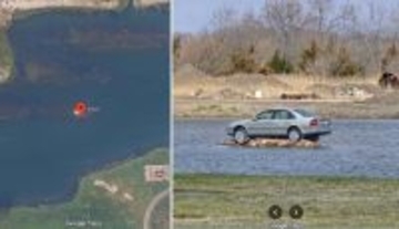 珍百景、湖の中にボルボが鎮座していることから「ボルボ島」と名付けられた小さな島