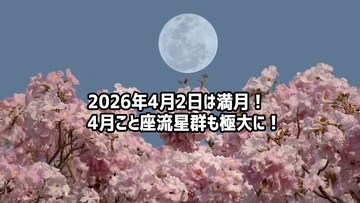 2026年4月2日は満月！春の到来を告げるピンクムーン。こと座流星群も極大に！