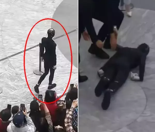 見事な歩きを見せていたヒューマノイドが、観客の前で顔面から倒れる