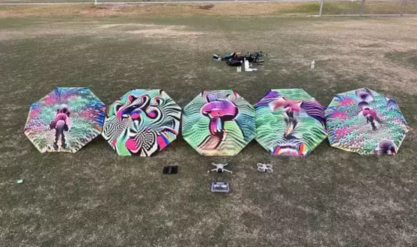 自律追跡ドローンを接近させて墜落させる技術を開発、特殊模様の傘でAIを欺く