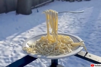 アメリカが寒すぎてスパゲッティが次々と食品サンプル化