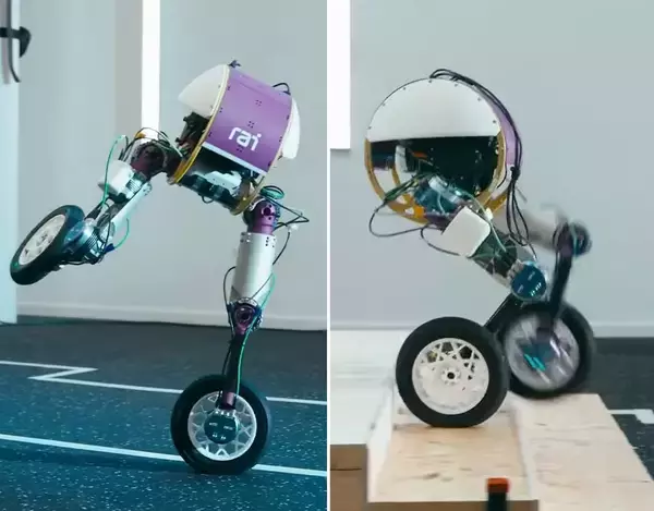 曲芸ができる車輪ロボットがその技を披露
