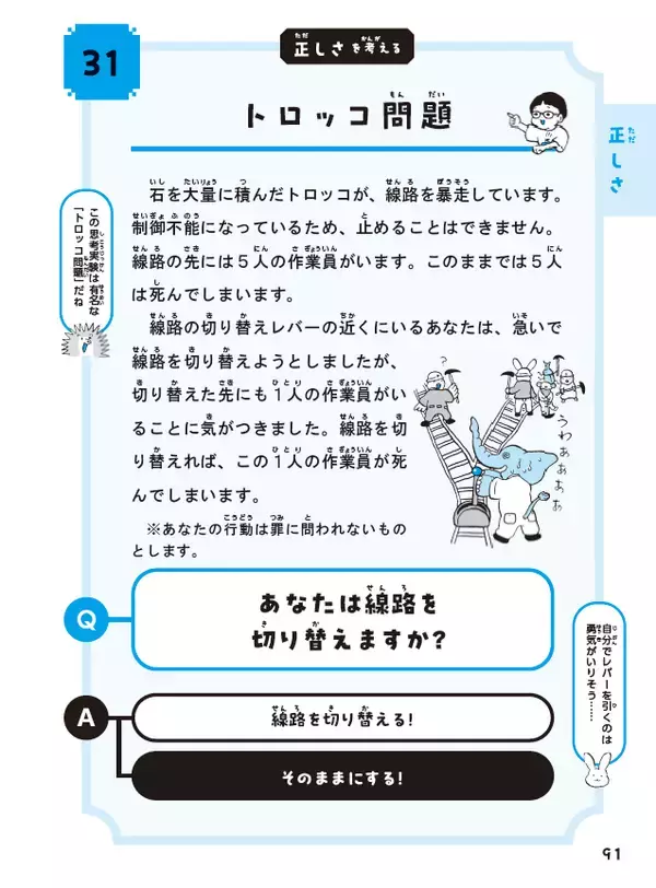 「トロッコ問題の正解は!?　桃太郎の行いは正義!?　正解がない問題で論理的思考力を身につける！」の画像