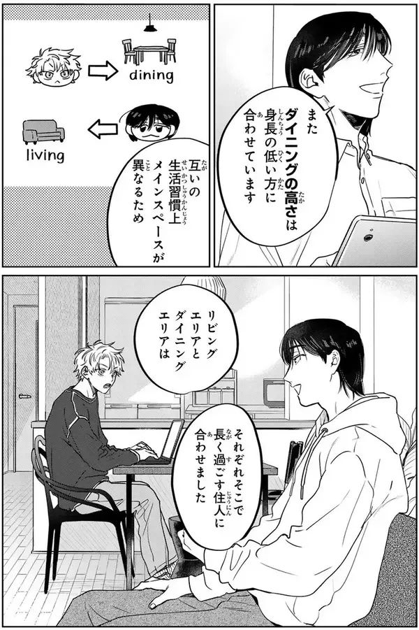 「大型ワンコ系男子×強気ちびっこ男子の、インテリアお仕事BL『メイク・ディア・ホーム』」の画像