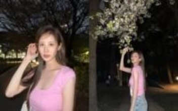 少女時代 ソヒョン、桜のようなお花見コーデ…夜でも光を放つ美貌