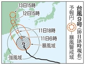 台風9号、先島諸島接近へ　気象庁、厳重警戒呼びかけ