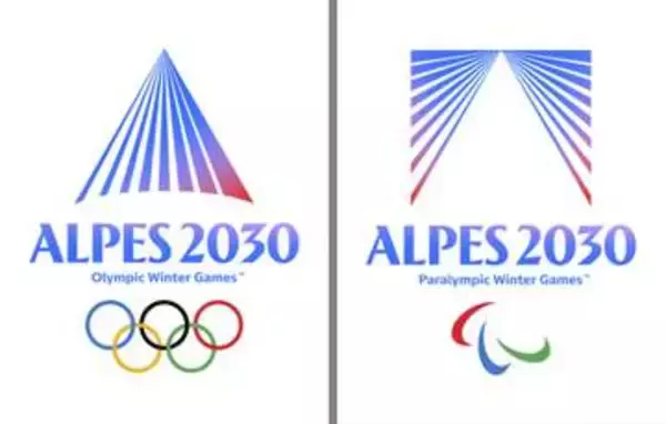 「アルプスの山」をイメージ　30年冬季五輪エンブレム