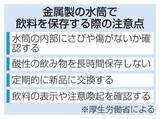 「水筒の傷で食中毒に？　酸性飲料、金属溶け出す」の画像1