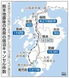 「九州の宿泊キャンセル17万件　地震後、熊本除く6県」の画像1