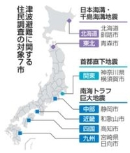 津波被害抑制へ政府が住民調査　7道県の自治体で避難意識を確認