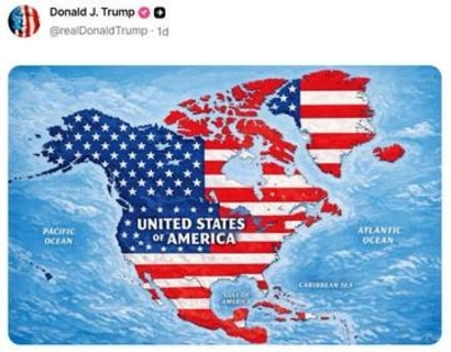 星条旗柄のグリーンランド投稿　トランプ氏に各国反発