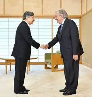 陛下、国連事務総長と面会　皇居・御所