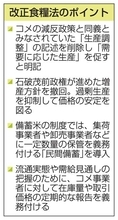 コメ「需要に応じた生産」明記　価格安定へ増産方針撤回、食糧法