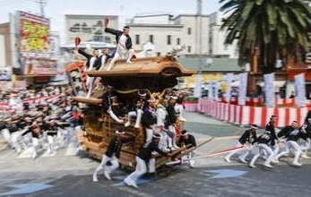 岸和田だんじり祭、開催　「日本一危ない」山車疾走