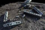 「津波に襲われ電車80m流される　常磐線跨線橋に衝突、3D解析」の画像1