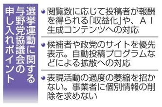 選挙偽情報対策申し入れ　与野党、改正法指針に反映