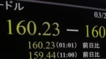 円下落、一時160円台　1年8カ月ぶり水準