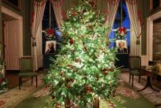 ホワイトハウスがXマス飾り披露　ツリー50本以上、改修工事影響