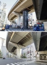 大阪の繁華街で管が十数m隆起　下水道工事の現場