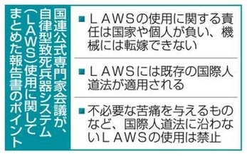 AI自律兵器使用、責任は人間　国連会議、規制議論の土台