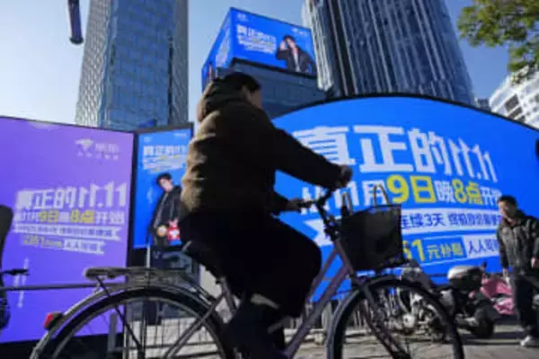 中国の11月消費、大幅に鈍化　1.3％増、セール不発