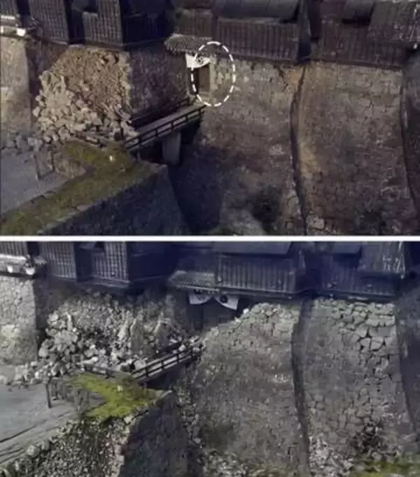 強震連続の熊本城、3D画像比較　ダメージ累積、石垣崩落