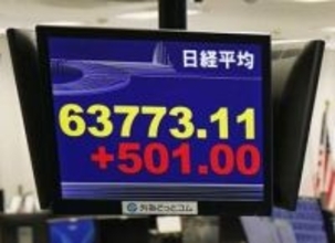 東証続伸、一時最高値更新　500円超高、企業決算好調