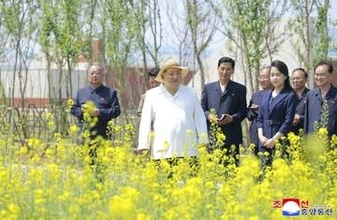 金正恩氏、菜の花畑を視察　北西部・新義州で造成「壮観」