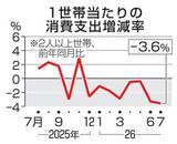 「7月の消費支出3.6％減　8カ月連続でマイナス」の画像1