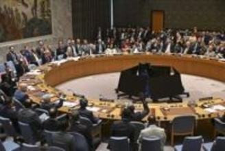 海峡で防御措置決議案否決　安保理、中ロが拒否権行使