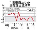 「6月の消費支出3.3％減　7カ月連続でマイナス」の画像1