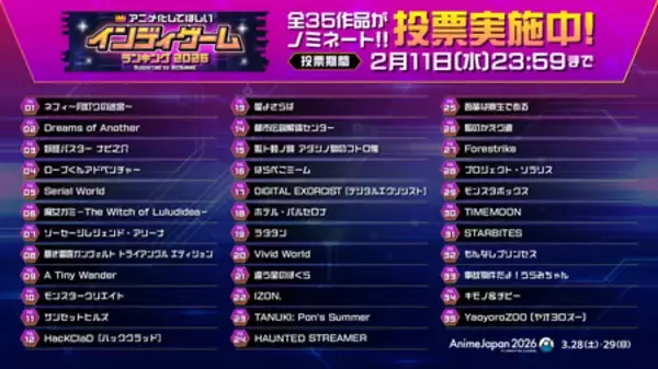 「「アニメ化してほしいマンガランキング 2026」中間発表！― 投票〆切は1月30日まで ―」の画像