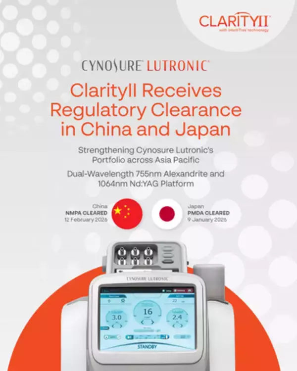 Cynosure Lutronic、Clarity II（TM）中国・日本における薬事承認取得により、世界で最も急成長している美容医療機器市場であるAPACでの競争力をさらに強化（2026年2月）
