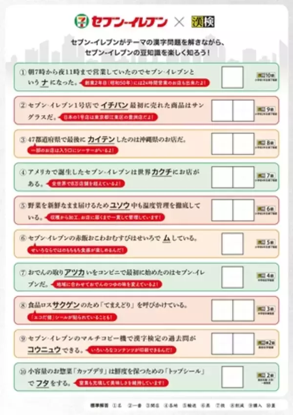 「漢検協会×セブン‐イレブンがコラボ」の画像
