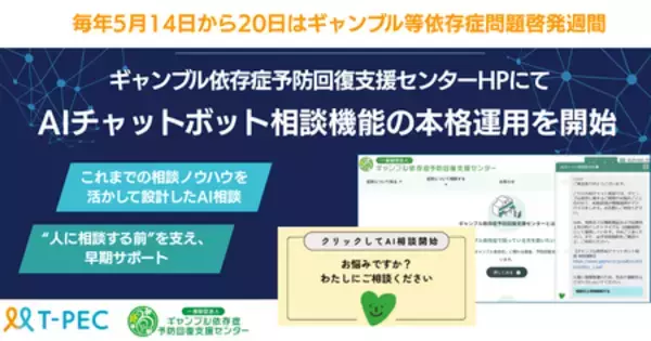 【利用データ公開】ギャンブル依存症予防回復支援センターHPにて AIチャットボット相談機能の運用開始