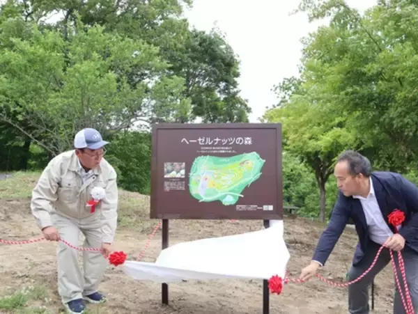 「明治、長野県上田市の「ヘーゼルナッツの森」植樹式に参加」の画像