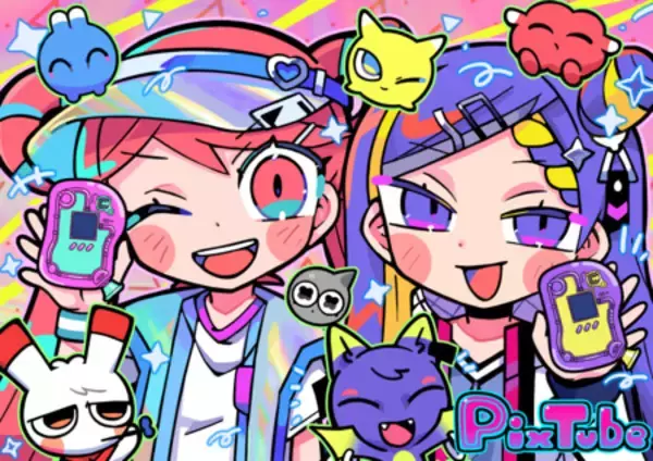「光のキャラクターがチューブを駆け巡る液晶トイ「PixTube (ピクチューブ)」 2026年7月18日（土）発売」の画像
