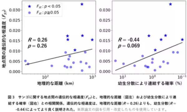 「サンゴ礁の島々をつなぐ中核となるサンゴ個体供給源を推定」の画像