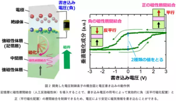 「電圧駆動による安定な磁気情報書き込みの新技術を開発」の画像