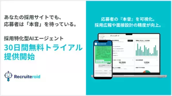 採用特化型AIエージェント『Recruiteroid』、30日間無料トライアルの提供を開始