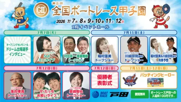 「ボートレース戸田・7月7日（火）～12日（日）  「GⅡ第８回ボートレース甲子園イベントについて」」の画像