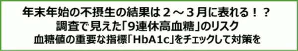 「年末年始の不摂生の結果は2～3月に表れる！？調査で見えた「9連休高血糖」のリスク」の画像