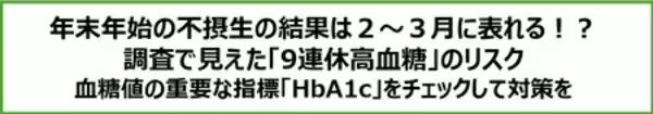 「年末年始の不摂生の結果は2～3月に表れる！？調査で見えた「9連休高血糖」のリスク」の画像