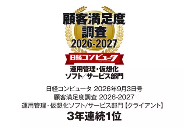 運用管理・仮想化ソフト/サービス部門【クライアント】で 3年連続1位を獲得