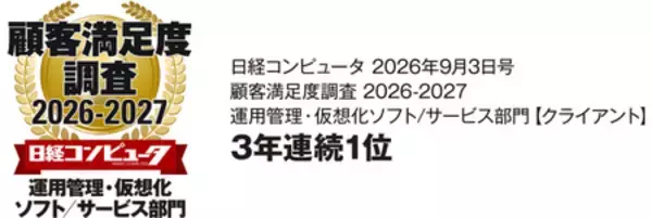 「運用管理・仮想化ソフト/サービス部門【クライアント】で 3年連続1位を獲得」の画像