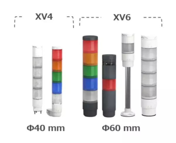 シュナイダー、モジュール構造の積層式LED表示灯Harmony XV4シリーズ、XV6シリーズを日本市場で発売開始