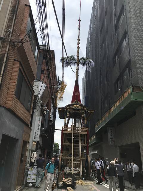 【2019京都祇園祭】鉾建て途中風景☆貴重な長刀鉾天井画や神官清払いも☆