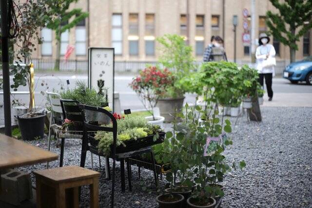 花と緑に囲まれてお茶できます ♪ 京都・鴨川のほとり「喫茶いのん」【神宮丸太町】
