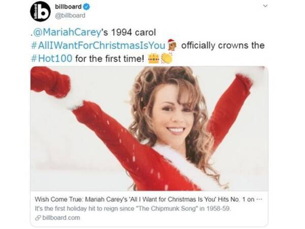 著作権料はいくら マライア キャリー 恋人たちのクリスマス が25年目にして全米チャートで初の1位 19年12月25日 エキサイトニュース